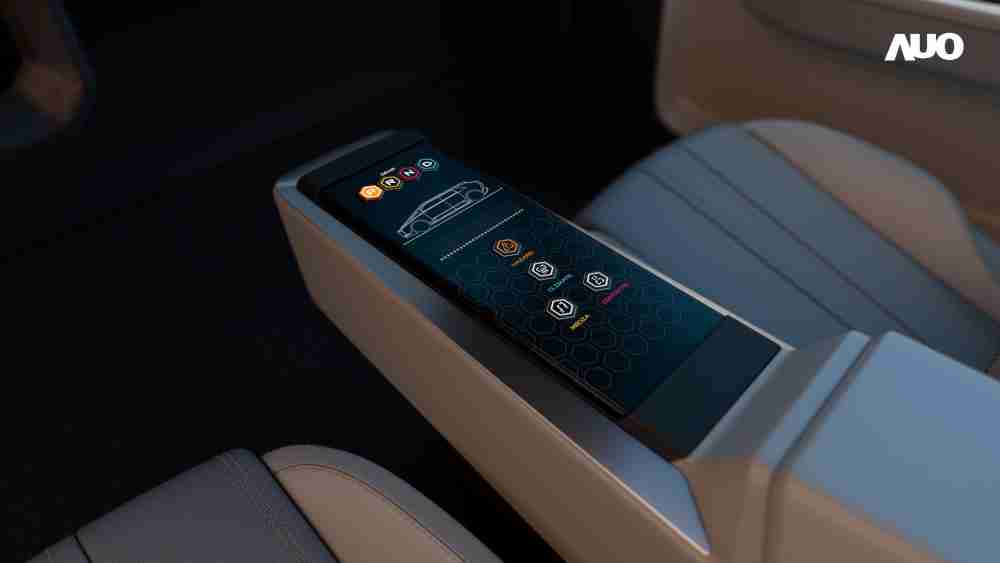 彩霸王以人性化设计打造多变形态中控显示(Morphing Center Control)，，，，不使用时仅平面显示信息，，进行操作时，，，显示器则会动态隆起，，，转变成3D实体按钮，，，，并有触觉回馈，，展示人机互动新体验